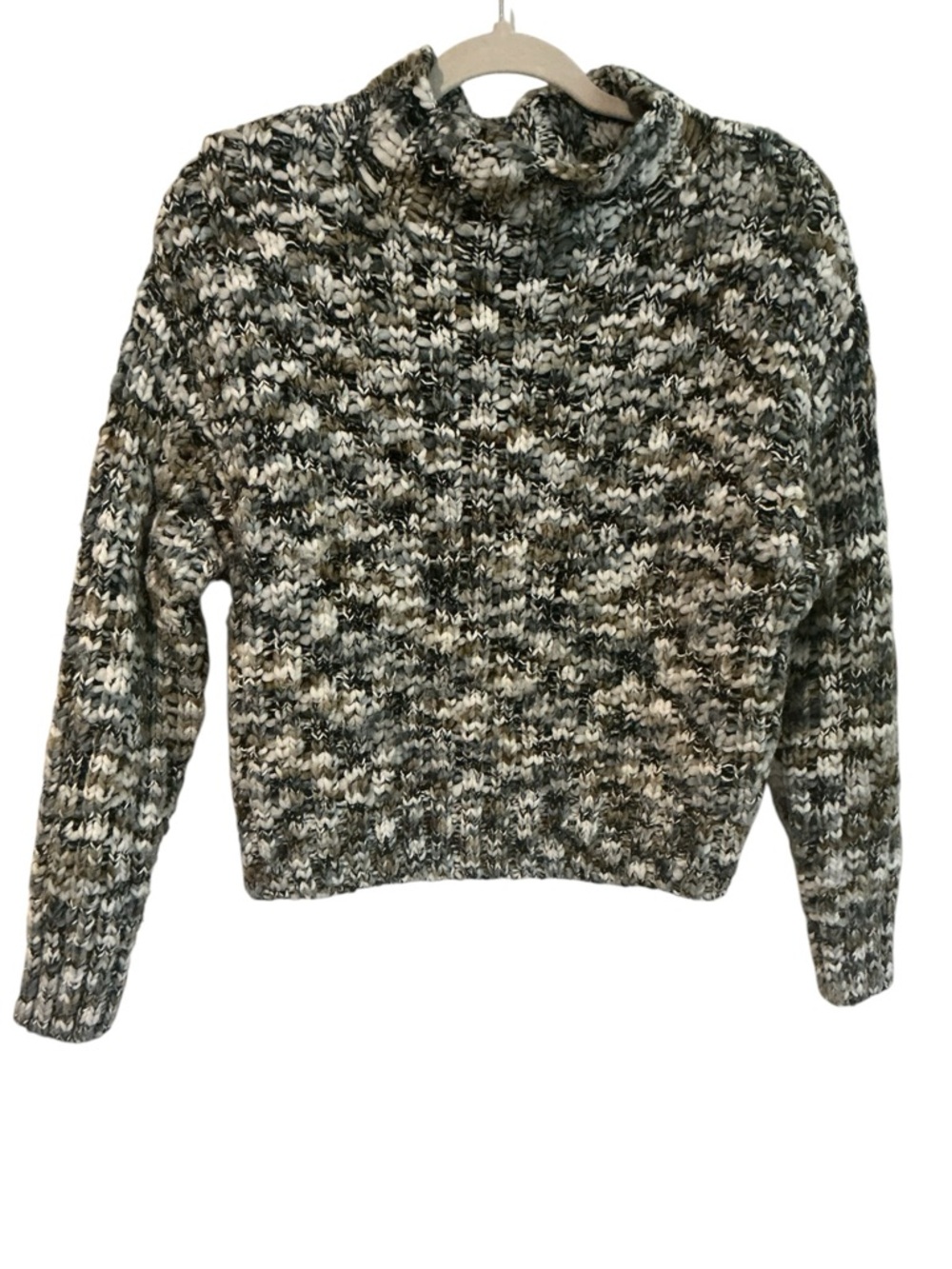 Black Tape Chunky Knit Sweater Women Size M Cozy Textured Pullover Neutral Tones - Picture 3 of 8